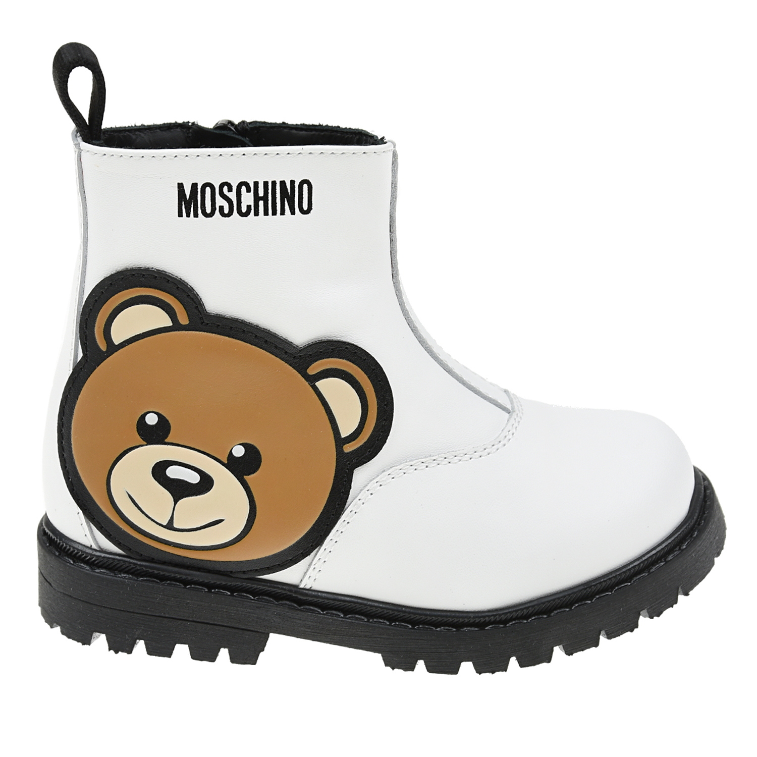 Ботинки с боковой аппликацией Moschino детские, размер 25, цвет белый - фото 2