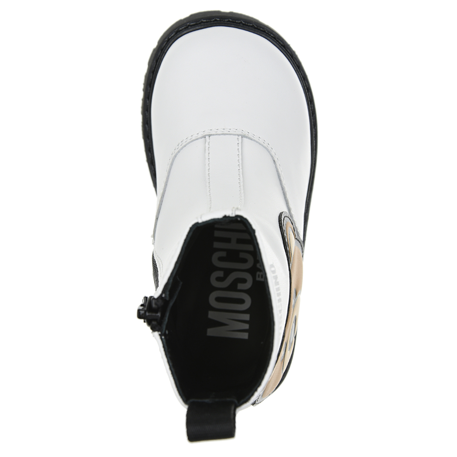 Ботинки с боковой аппликацией Moschino детские, размер 25, цвет белый - фото 4