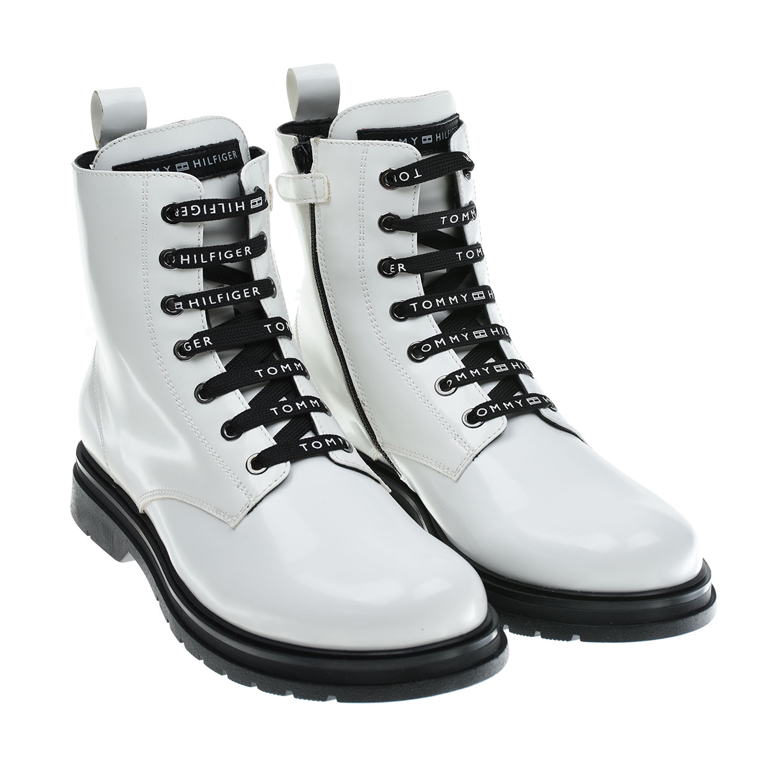 Белые ботинки из эко кожи Tommy Hilfiger детские, размер 30, цвет белый
