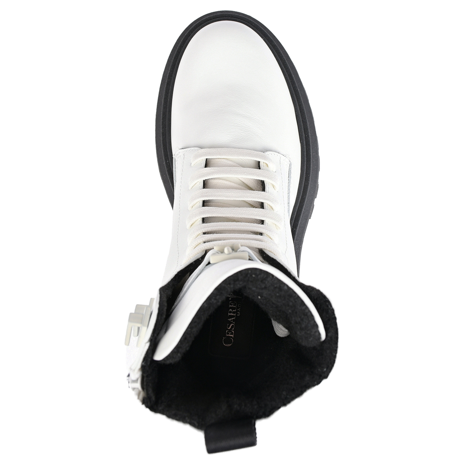 Белые кожаные ботинки с флисовой подкладкой Cesare Paciotti детские, размер 34, цвет белый - фото 4