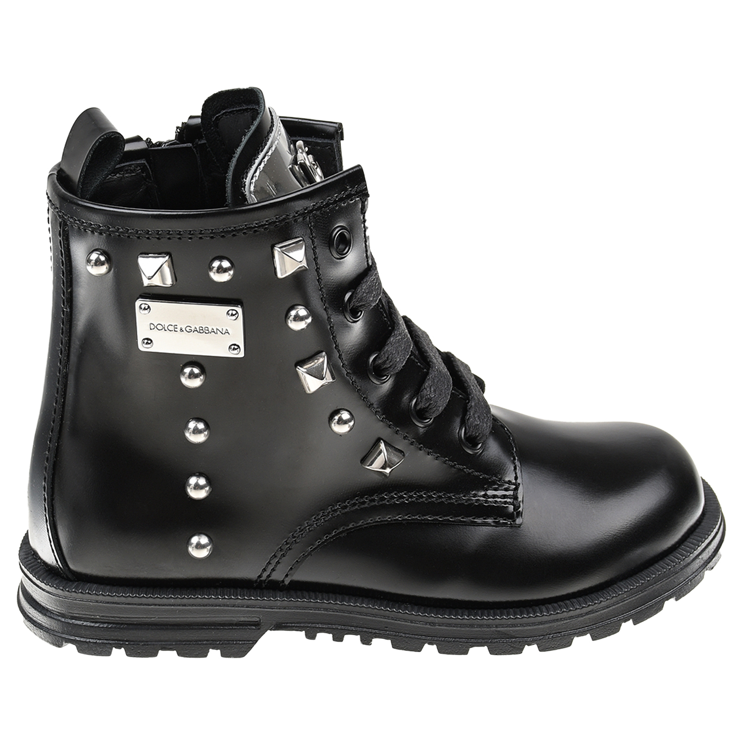 Черные ботинки с заклепками Dolce&Gabbana детские, размер 24, цвет черный - фото 2