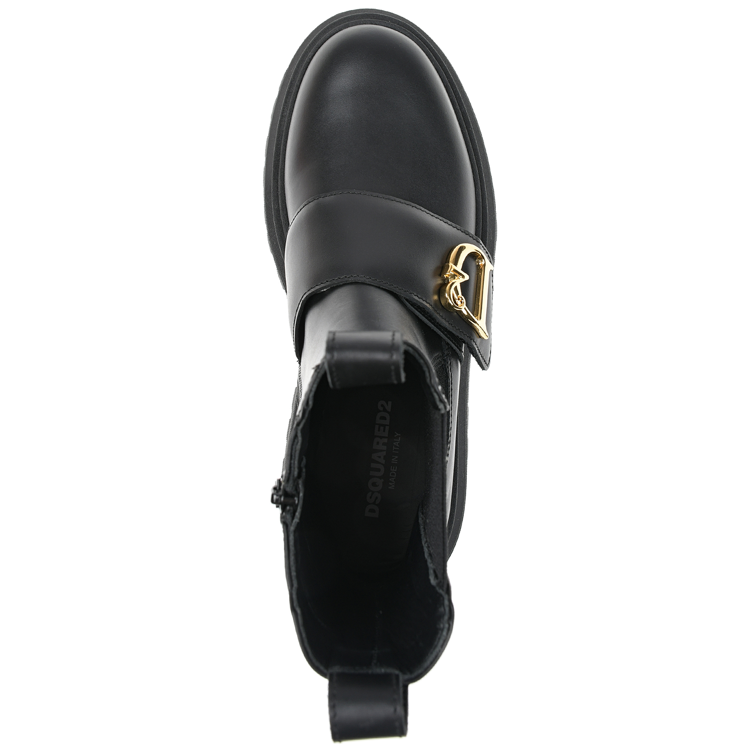 Кожаные ботинки челси с золотистым лого Dsquared2 детские, размер 37, цвет черный - фото 4
