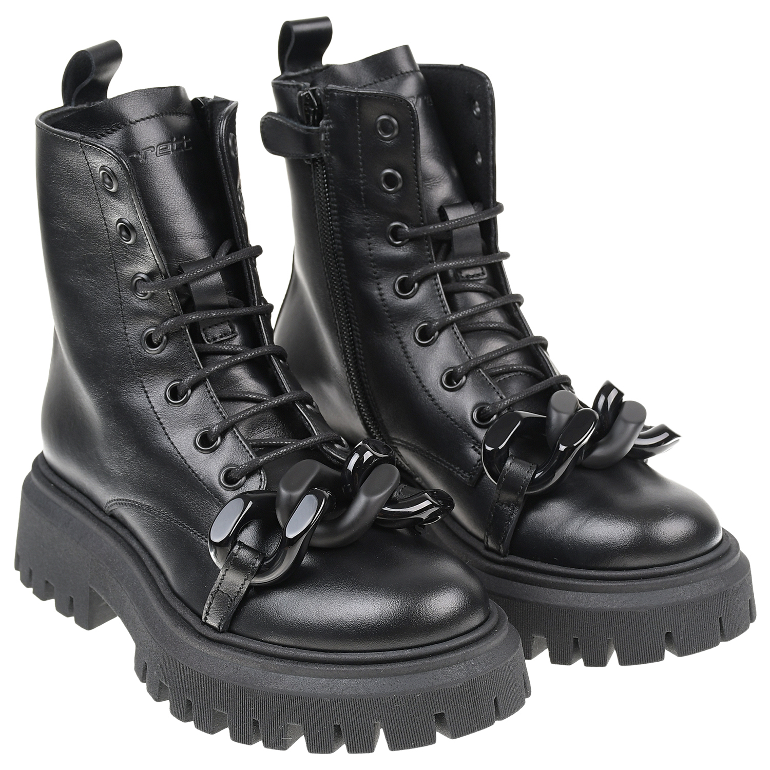 Черные ботинки с цепью в тон Jarrett детские, размер 32, цвет черный - фото 1