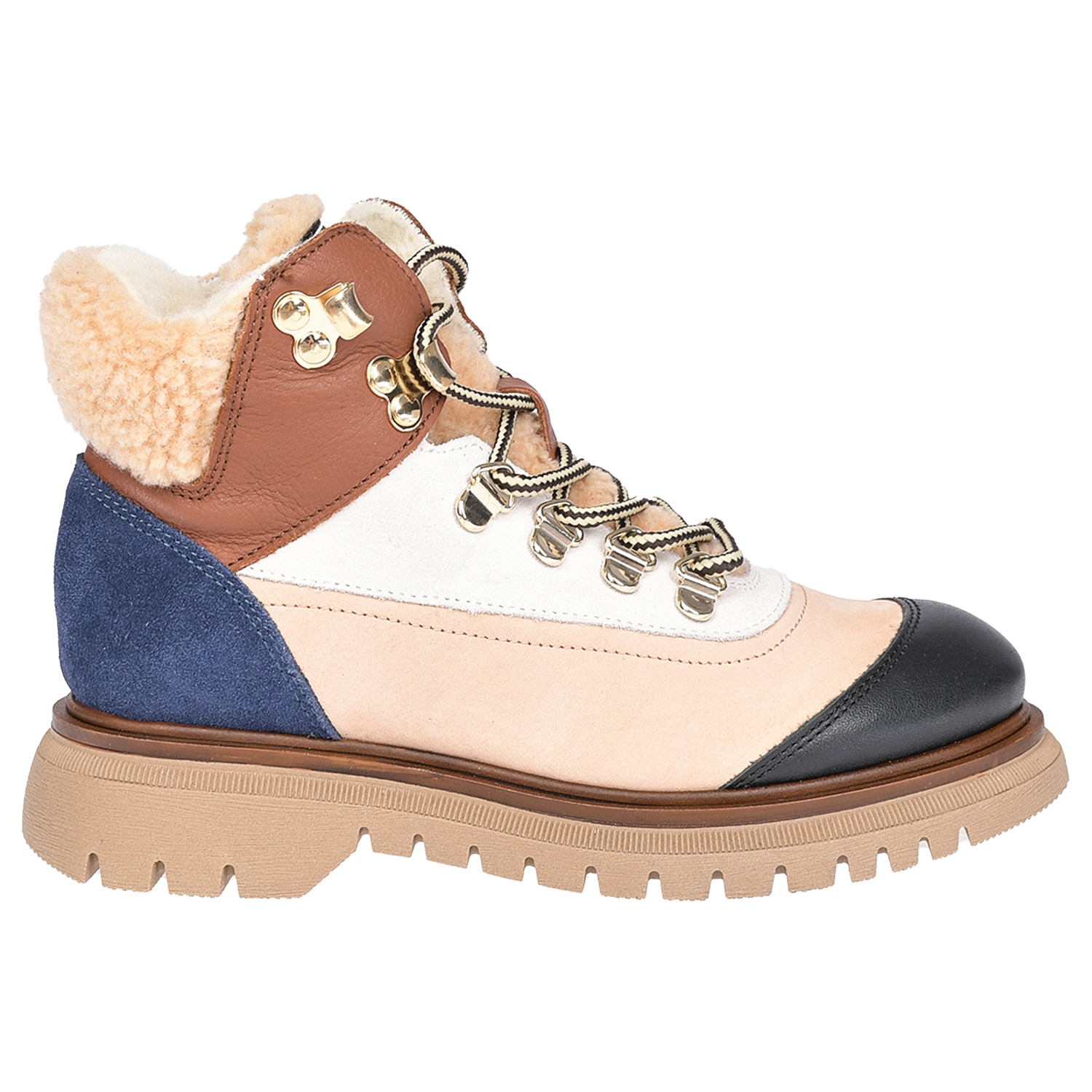 Кожаные ботинки в стиле колорблок Jarrett детские, размер 32, цвет бежевый - фото 2