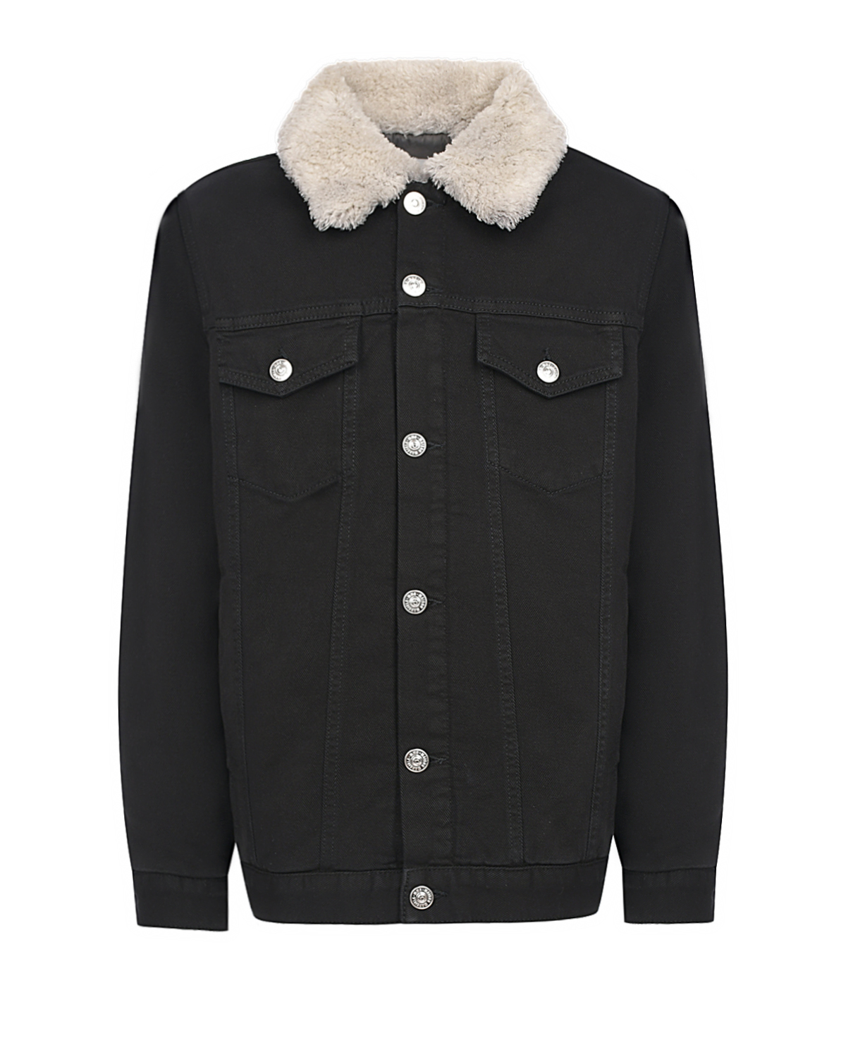 Джинсовая куртка с плюшевым воротником MM6 Maison Margiela детская, размер 140, цвет черный - фото 1
