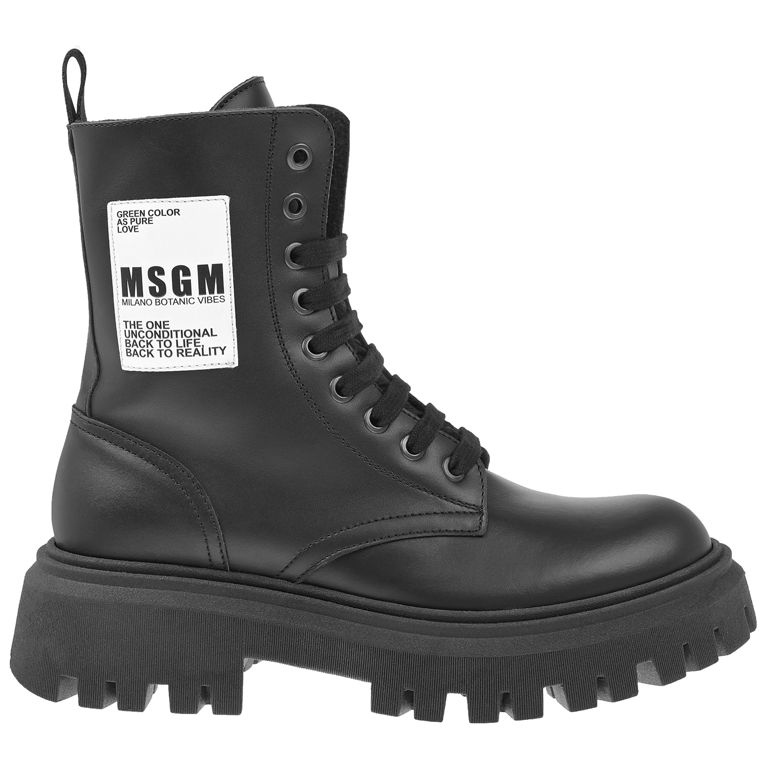 Высокие черные ботинки с белым лого MSGM детские, размер 33, цвет черный - фото 2
