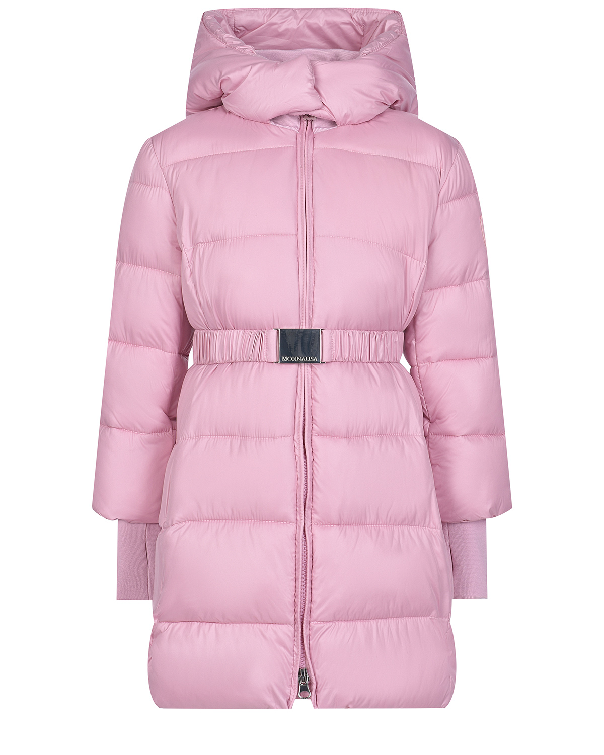 Розовое стеганое пальто с капюшоном Monnalisa детское, размер 104, цвет розовый - фото 1
