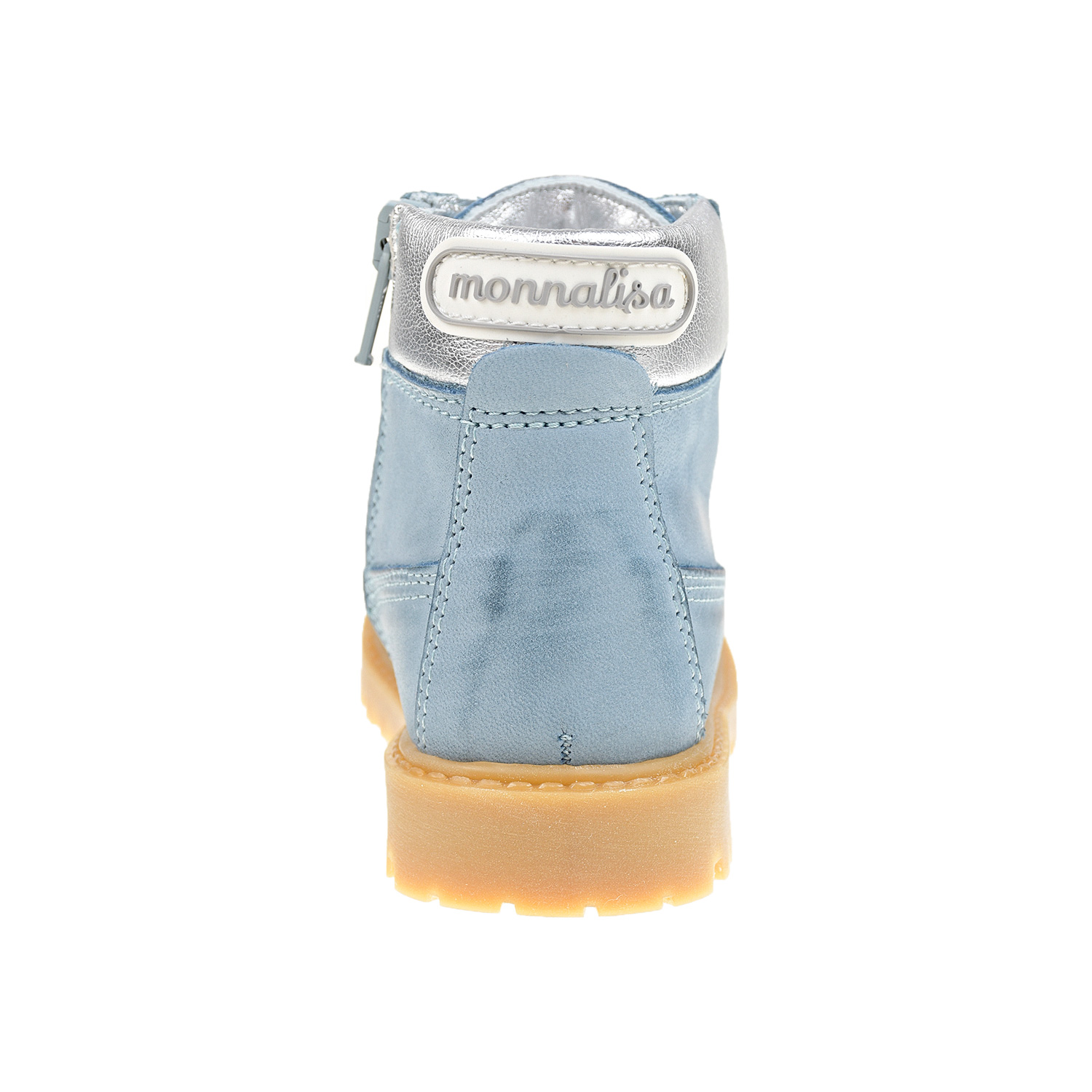 Синие ботинки с серебристым задником Monnalisa детские, размер 24, цвет синий - фото 3