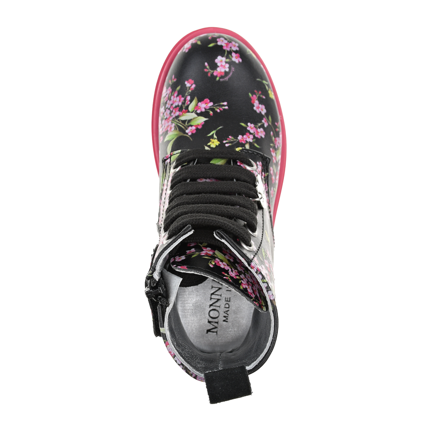 Черные ботинки с цветочным принтом Monnalisa детские, размер 26 - фото 4