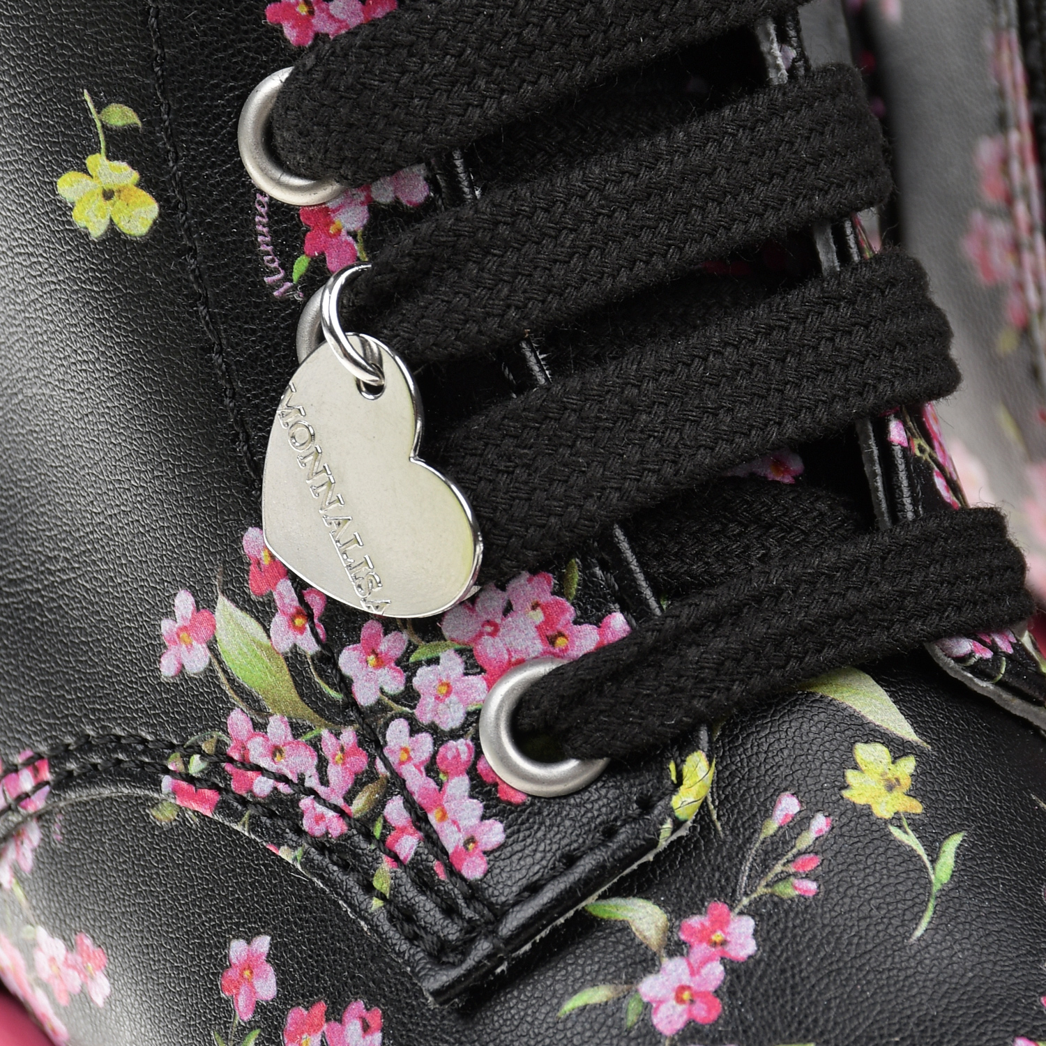 Черные ботинки с цветочным принтом Monnalisa детские, размер 26 - фото 6
