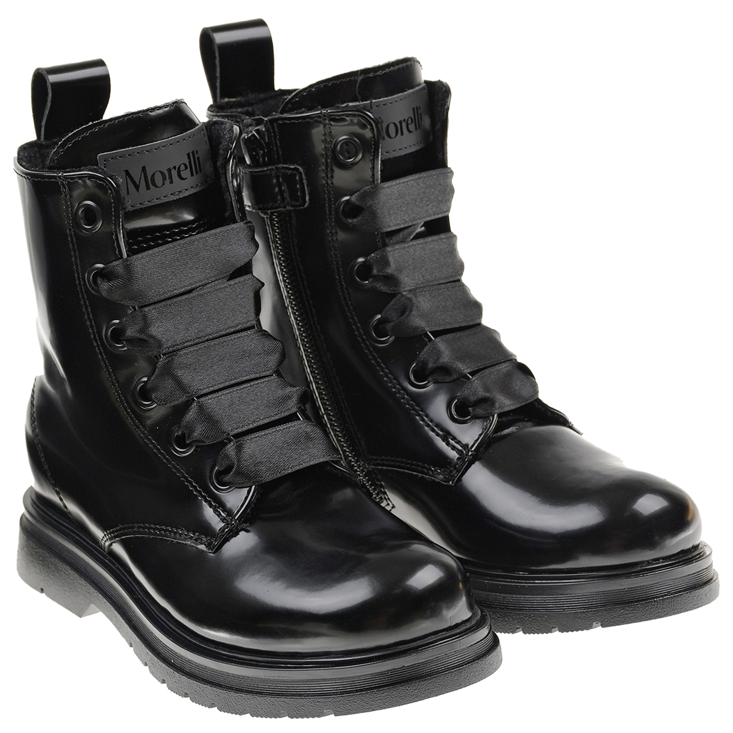 Высокие черные лаковые ботинки Morelli детские, размер 28, цвет черный - фото 1