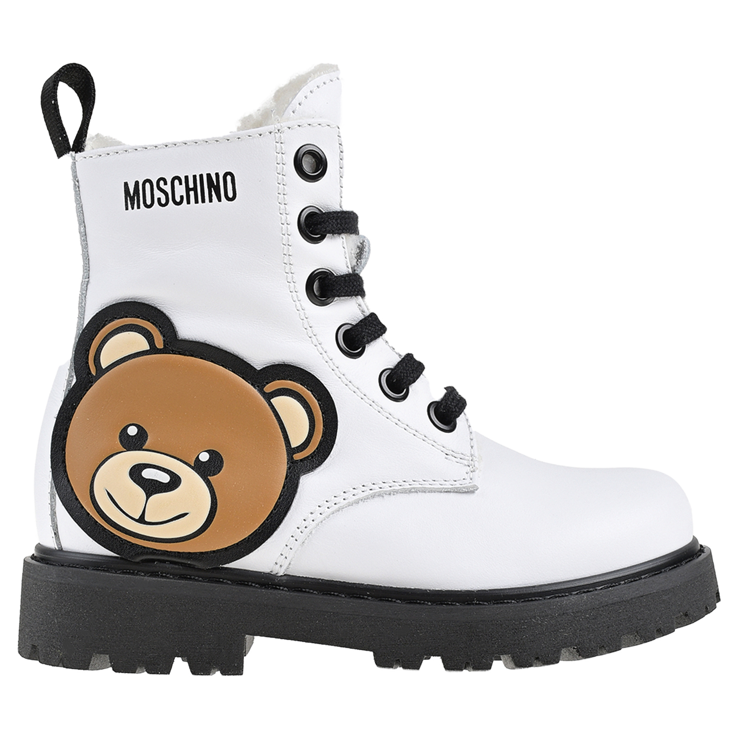 Белые утепленные ботинки из кожи Moschino детские, размер 27, цвет белый - фото 3