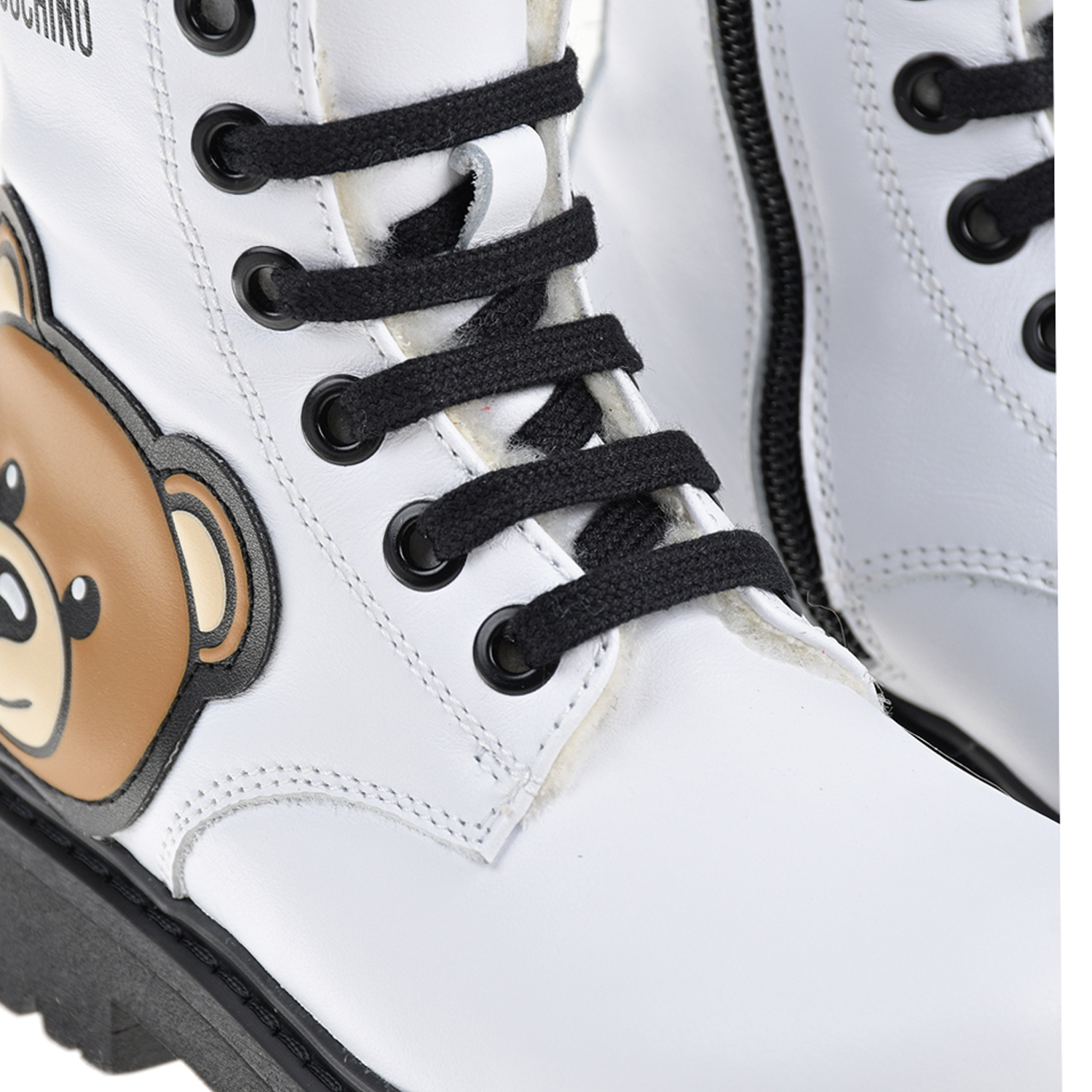 Белые утепленные ботинки из кожи Moschino детские, размер 27, цвет белый - фото 8