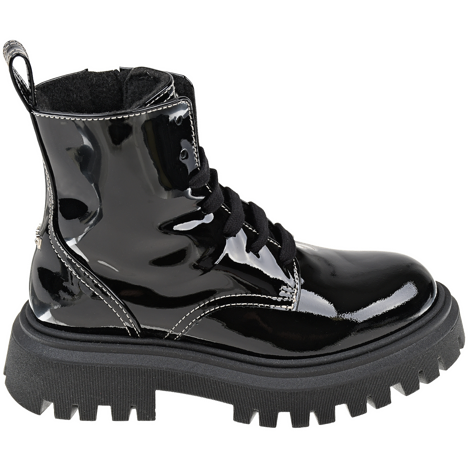 Черные лакированные ботинки с флисовой подкладкой No. 21 детские, размер 32, цвет черный - фото 2