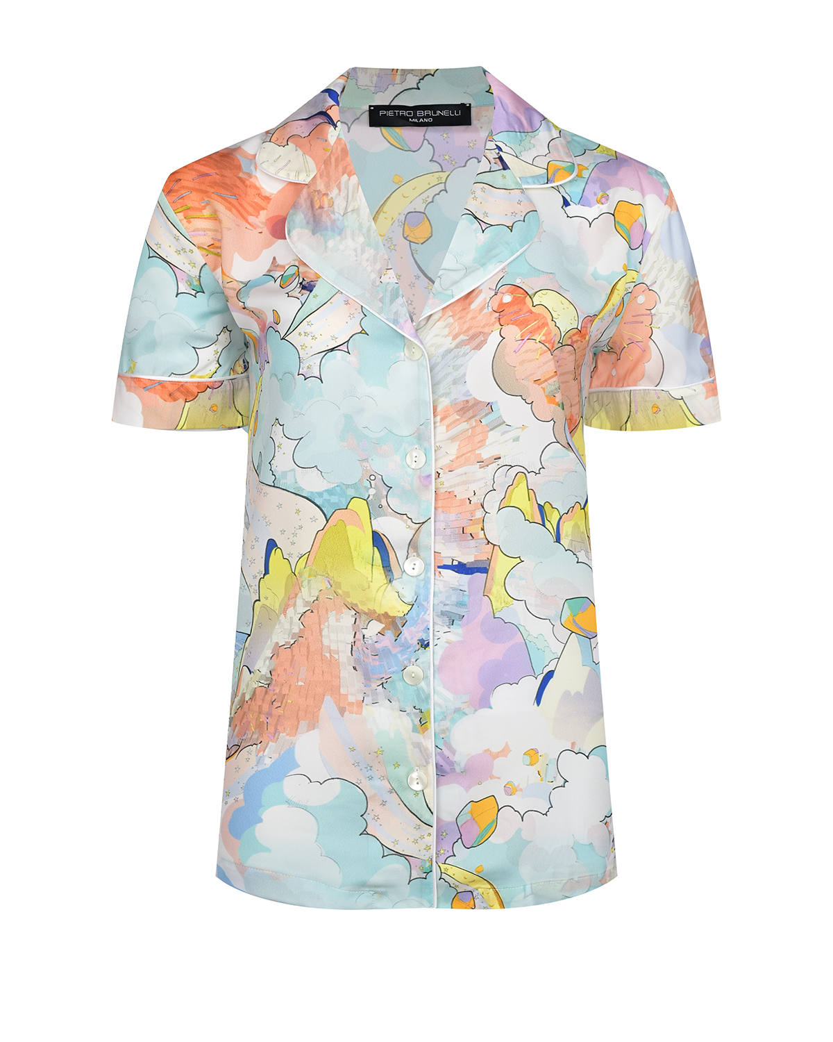 Комплект: рубашка и шорты, акварельный принт Pietro Brunelli, размер 40, цвет мультиколор - фото 5