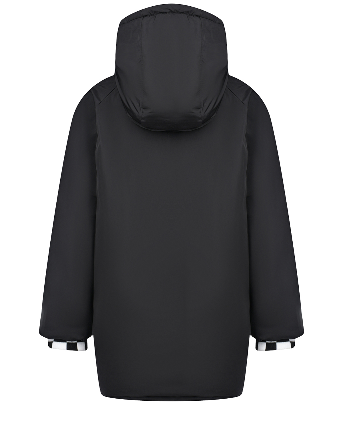 Черная удлиненная куртка с подкладкой в клетку Stella McCartney детская, размер 104, цвет черный - фото 2