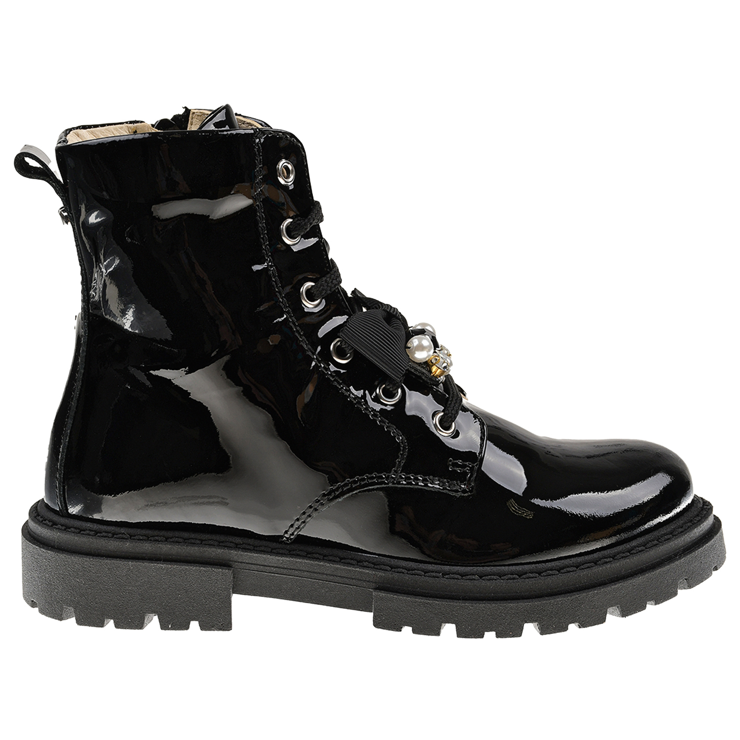 Черные лаковые ботинки с бантами Walkey детские, размер 25, цвет черный - фото 2