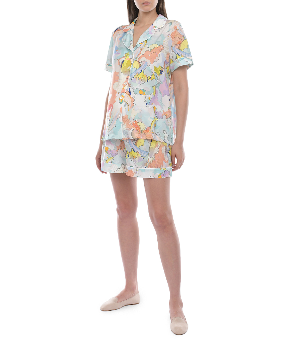 Комплект: рубашка и шорты, акварельный принт Pietro Brunelli, размер 40, цвет мультиколор - фото 2