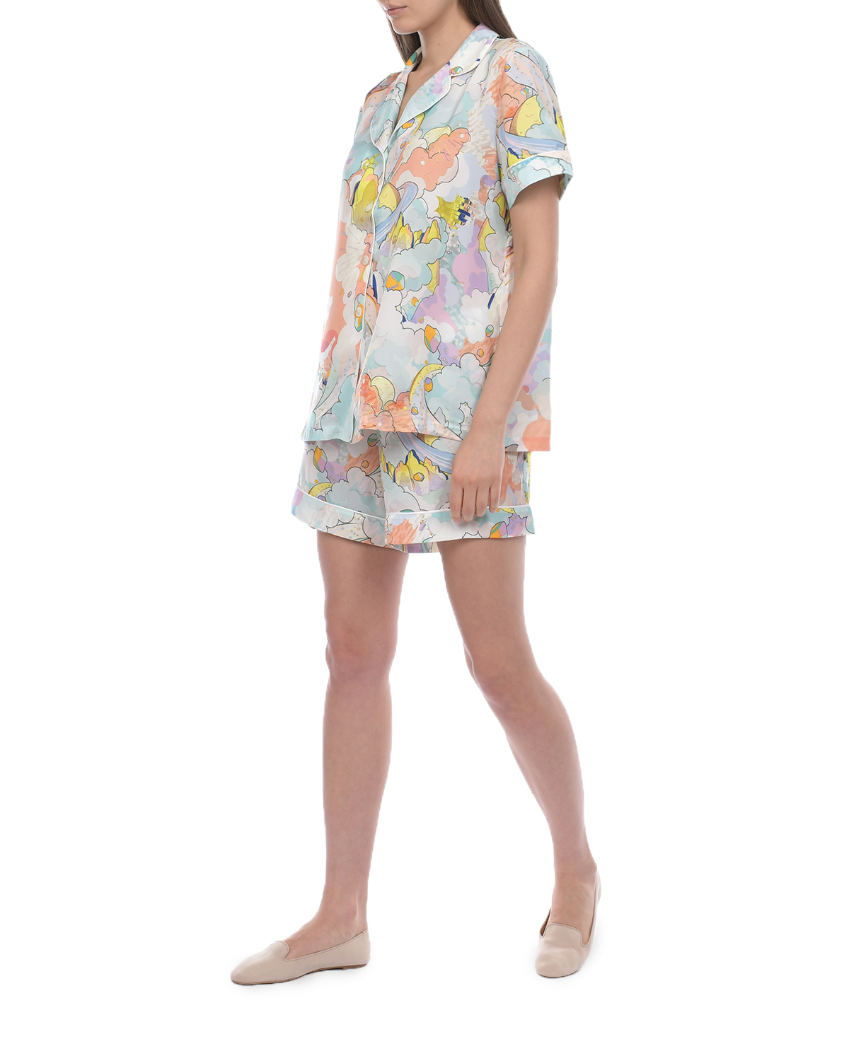 Комплект: рубашка и шорты, акварельный принт Pietro Brunelli, размер 40, цвет мультиколор - фото 4