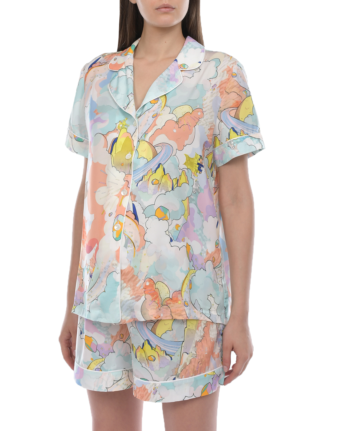 Комплект: рубашка и шорты, акварельный принт Pietro Brunelli, размер 40, цвет мультиколор - фото 6