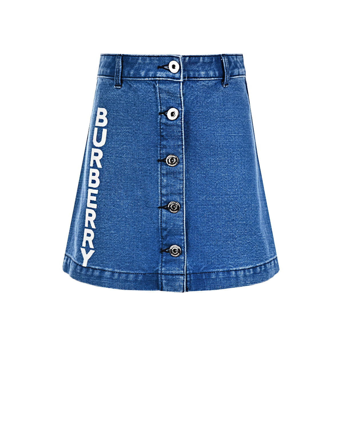 Джинсовая юбка с логотипом Burberry детская, размер 116, цвет синий - фото 1