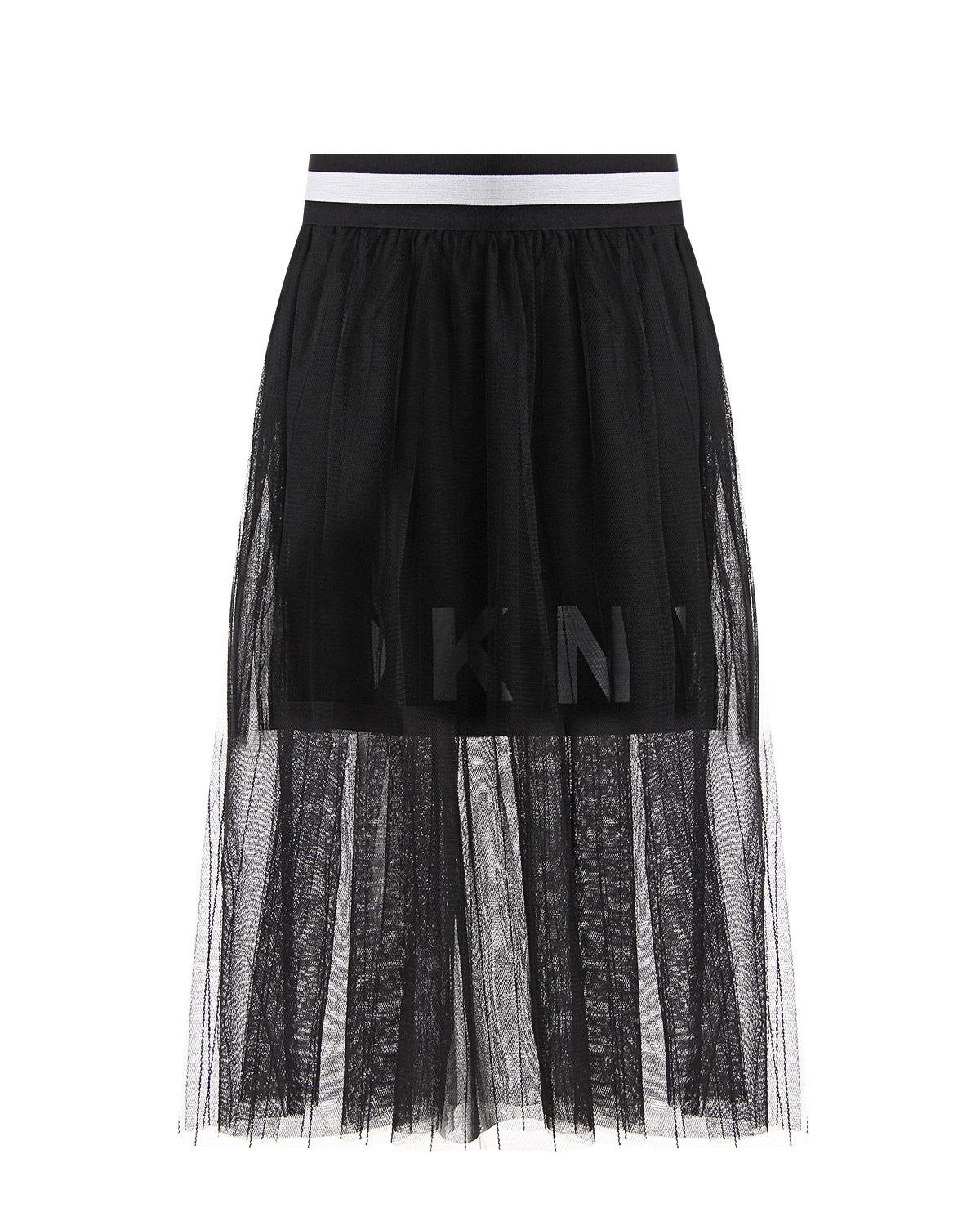 Черная полупрозрачная юбка с логотипом DKNY детская - фото 1