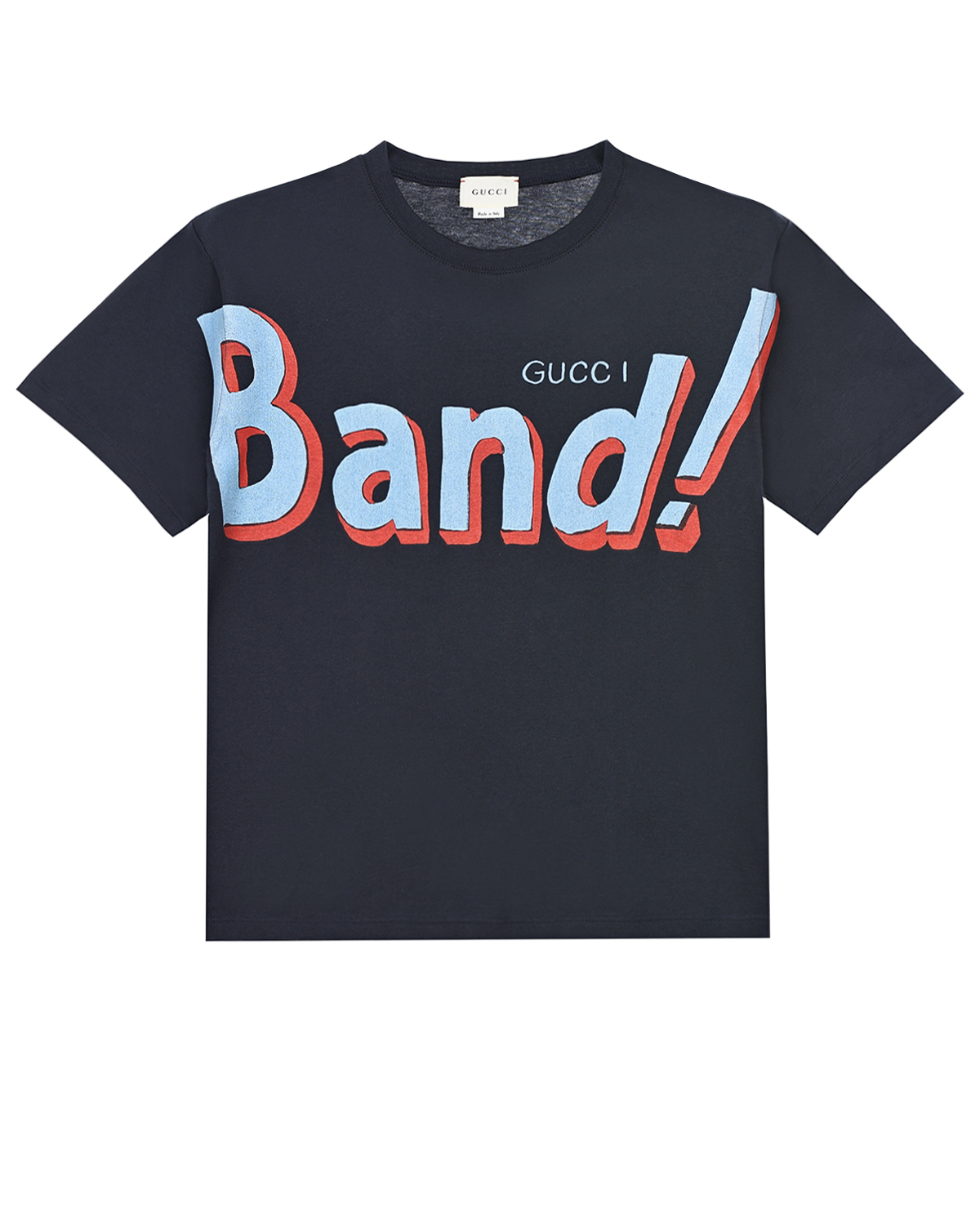 Темно-синяя футболка с принтом "Band" GUCCI детское - фото 1