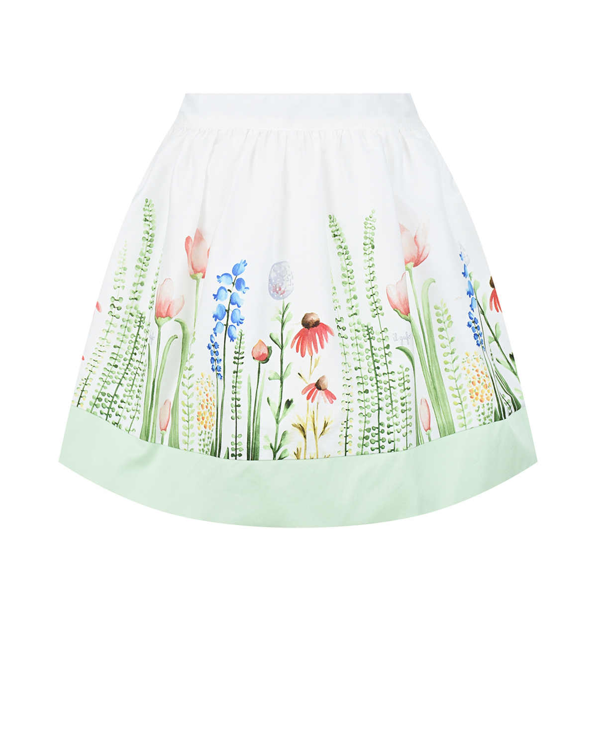 Белая юбка с цветочным принтом IL Gufo детская, размер 104 - фото 1