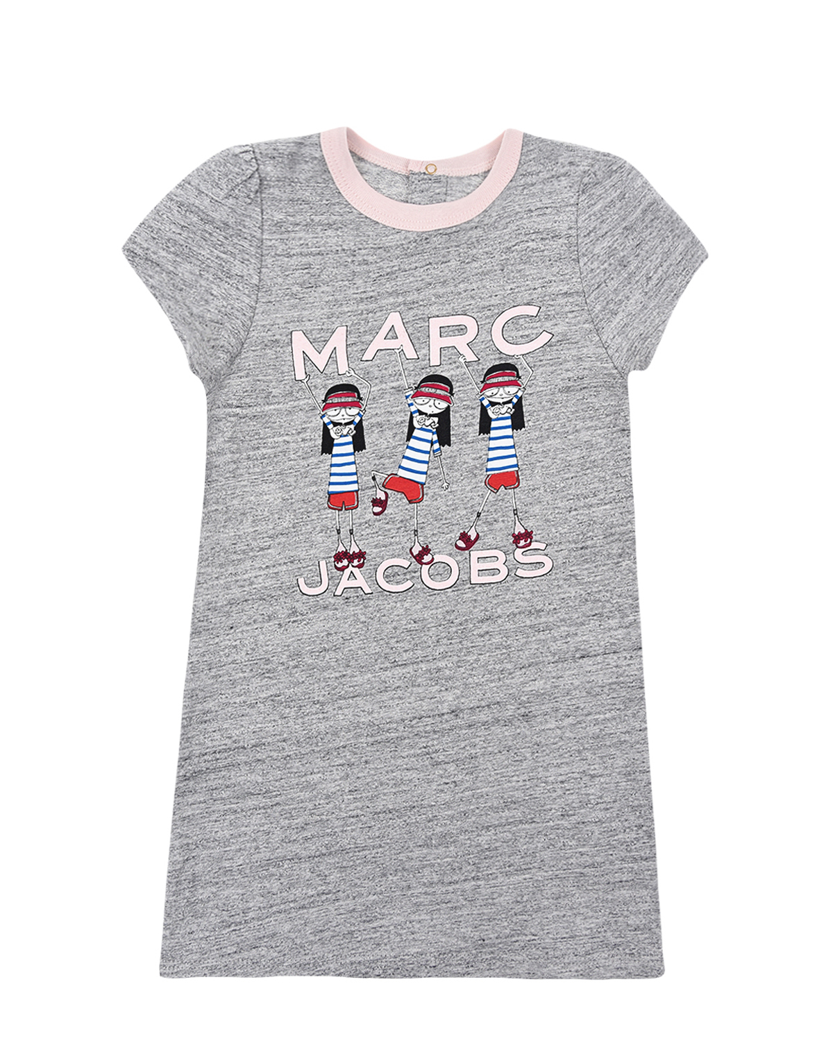 Серое платье-футболка с принтом "девочки" Little Marc Jacobs детское - фото 1