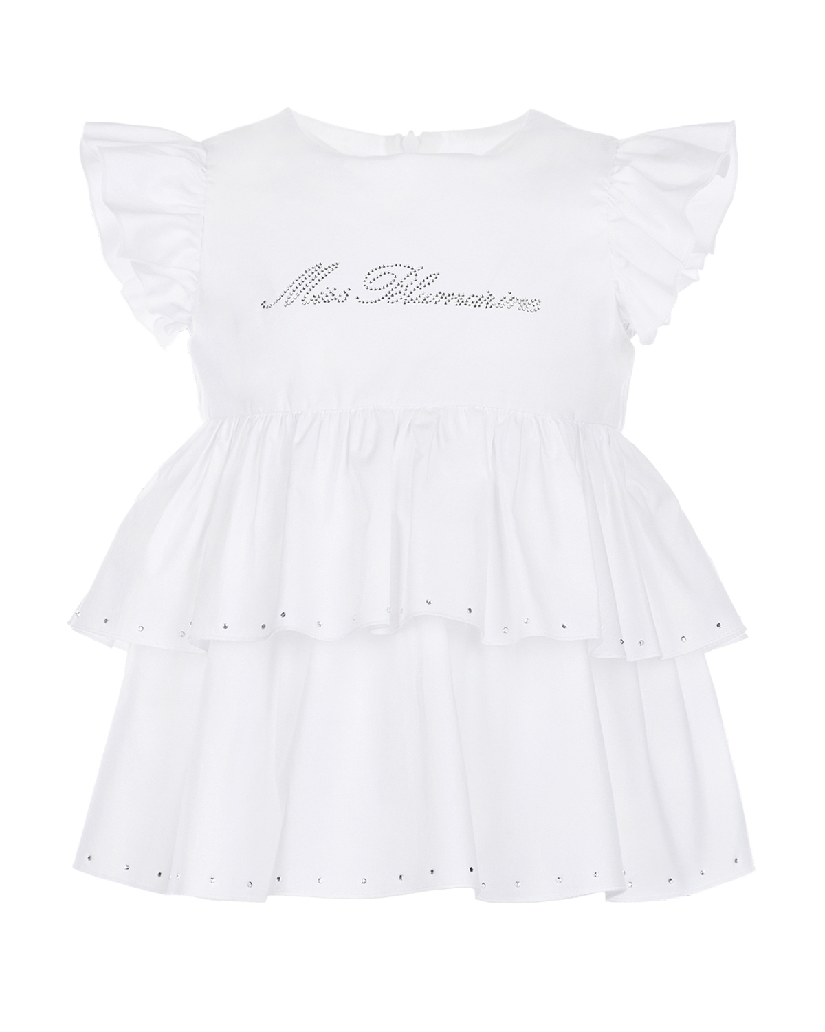 Белое платье с рукавами-крылышками Miss Blumarine детское, размер 104, цвет белый - фото 1