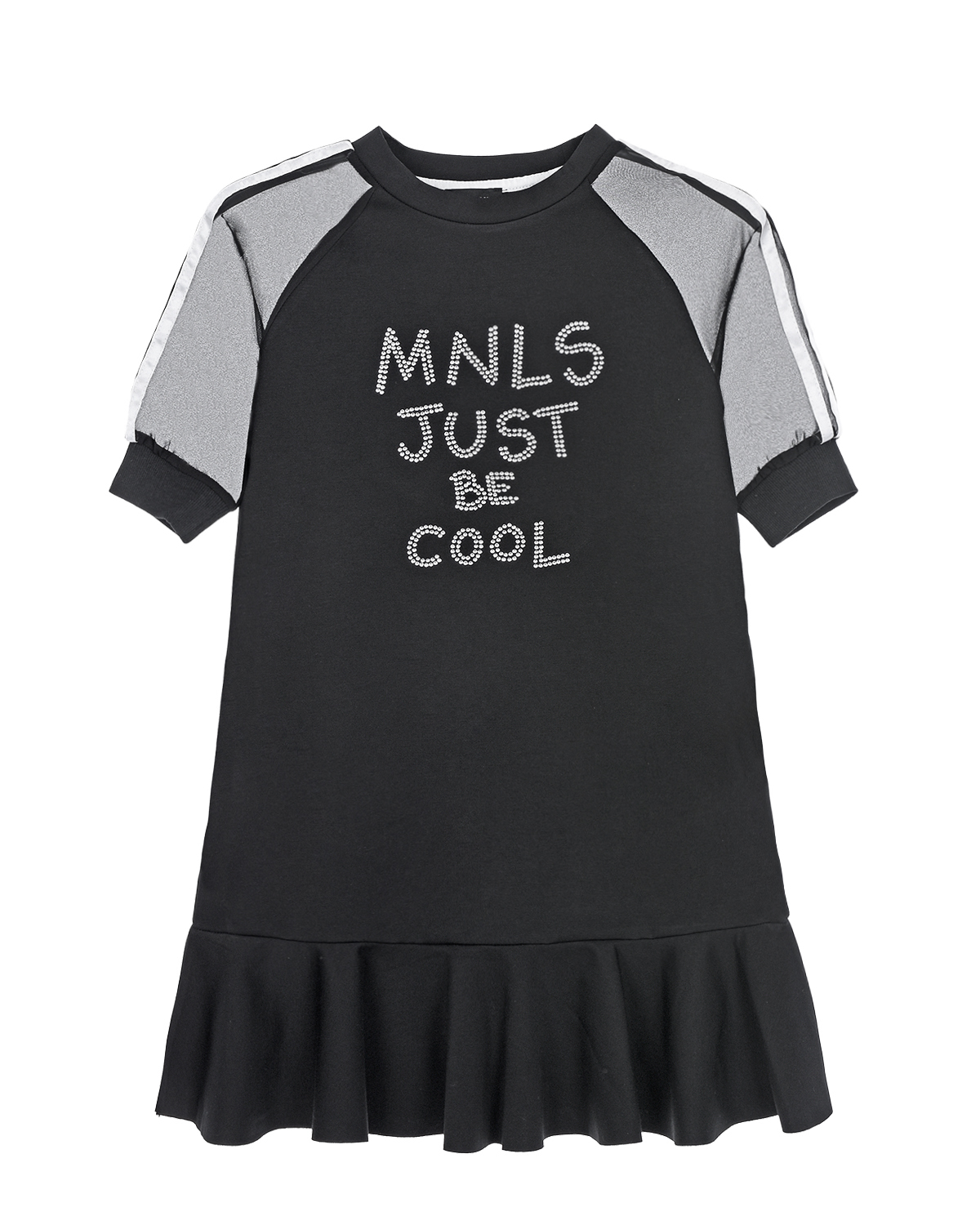 Черное платье с надписью "Just be cool" Monnalisa детское - фото 1