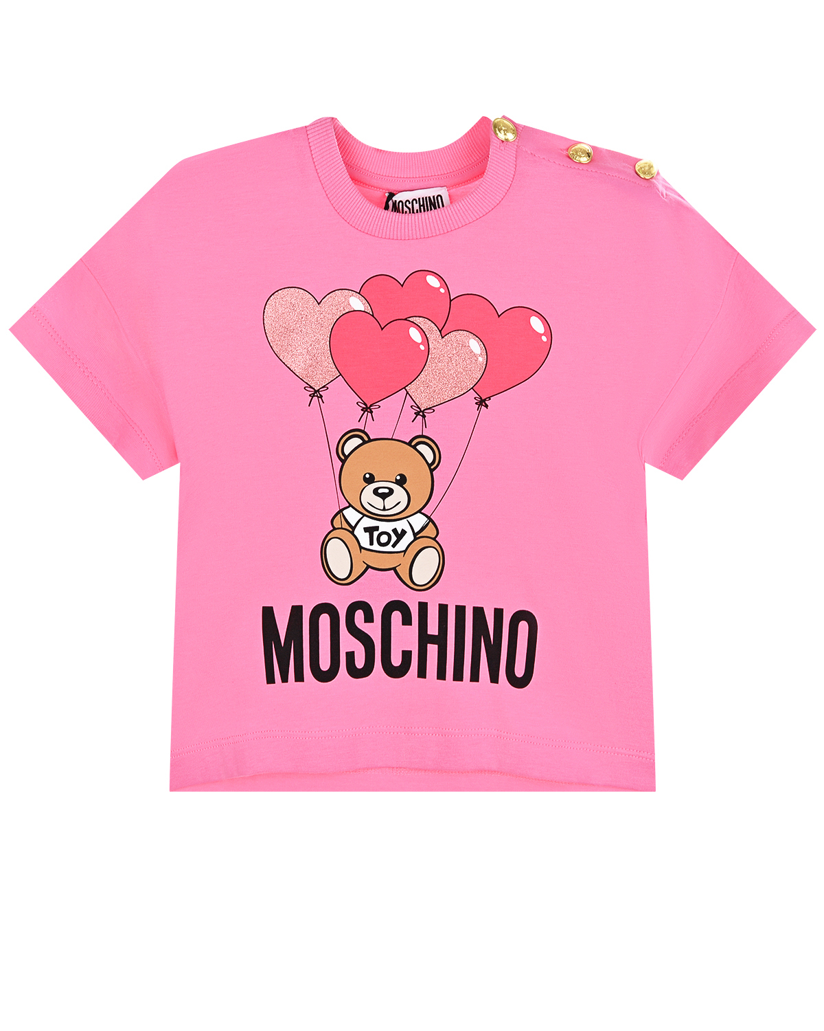 

Розовая футболка с принтом "медвежонок" Moschino, Нет цвета, Розовая футболка с принтом "медвежонок" Moschino