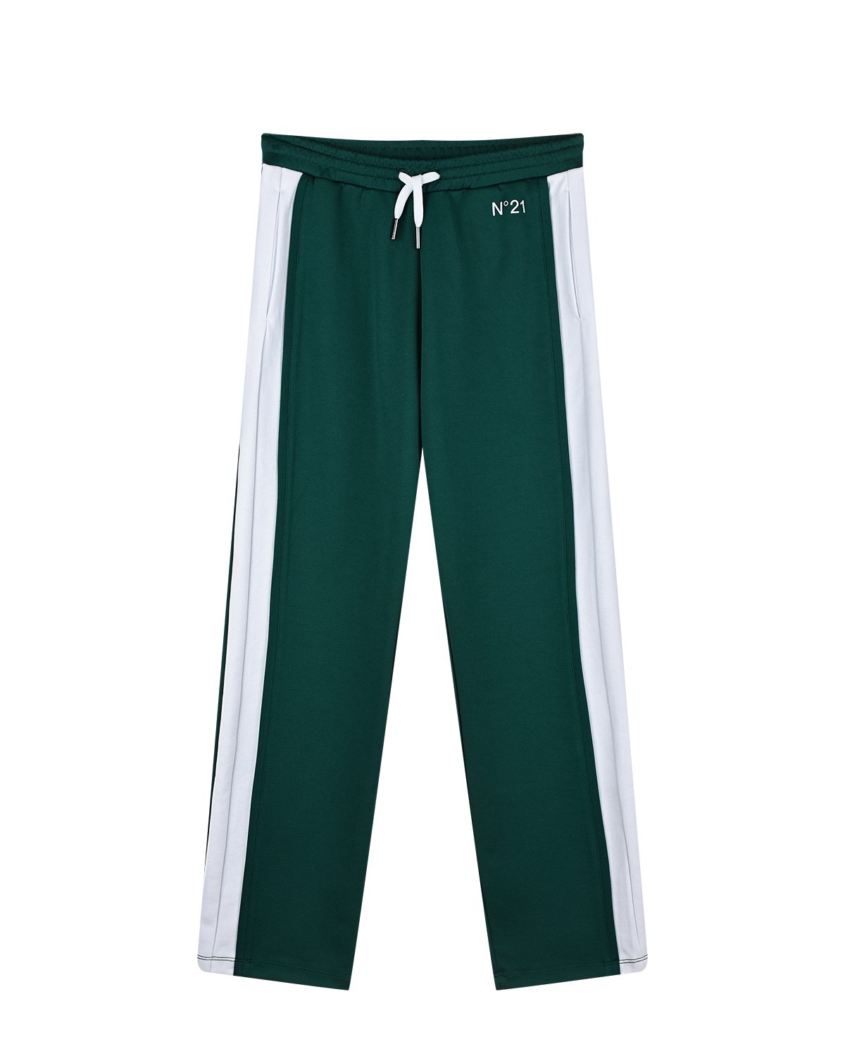 Зеленые спортивные брюки с белыми лампасами No. 21 детские - фото 1