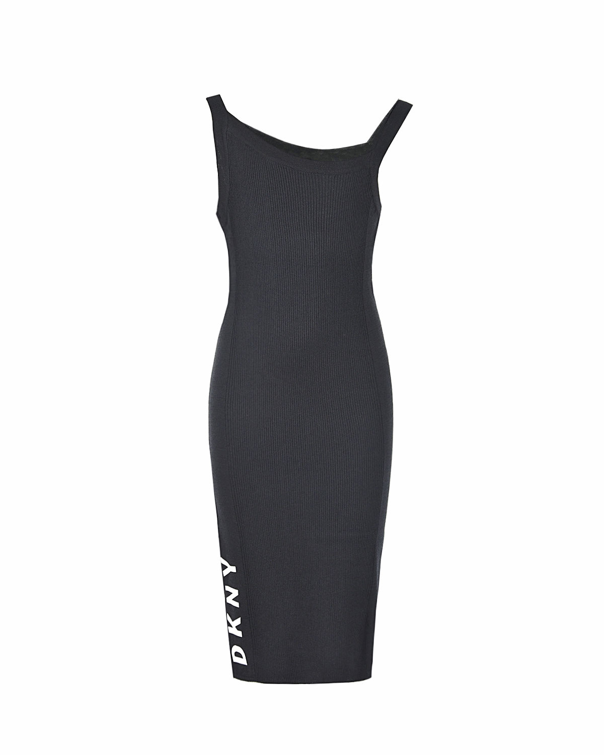 Черное платье с асимметричным лифом DKNY детское, размер 176, цвет черный - фото 1