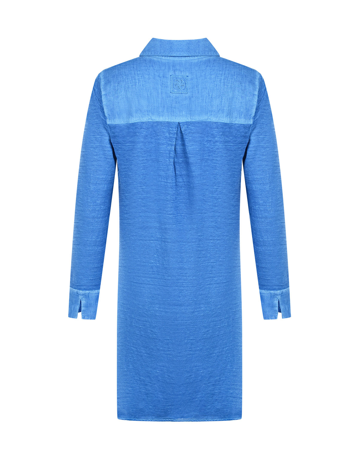 Синее платье с отложным воротником 120% Lino, размер 38, цвет синий - фото 5