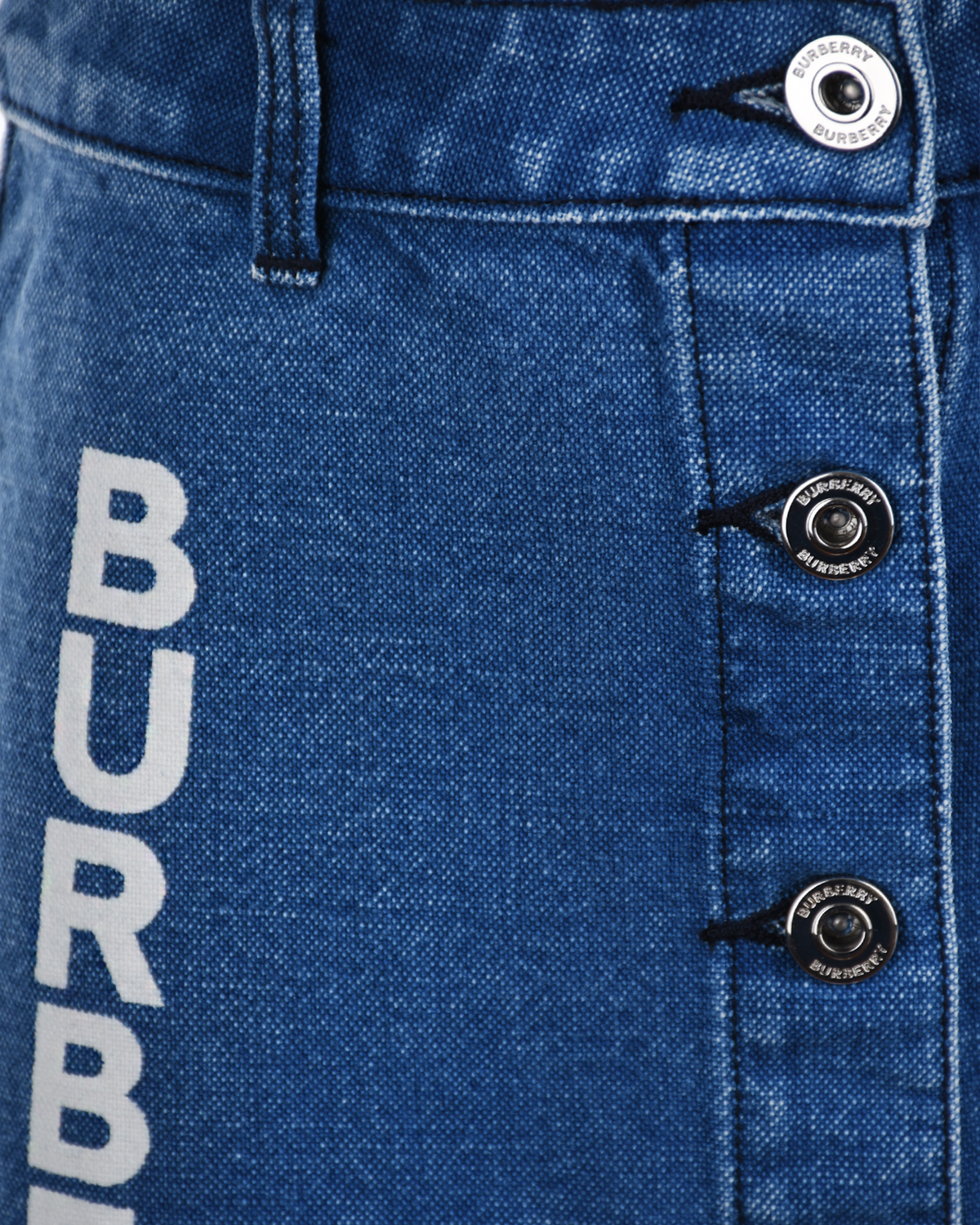 Джинсовая юбка с логотипом Burberry детская, размер 116, цвет синий - фото 4