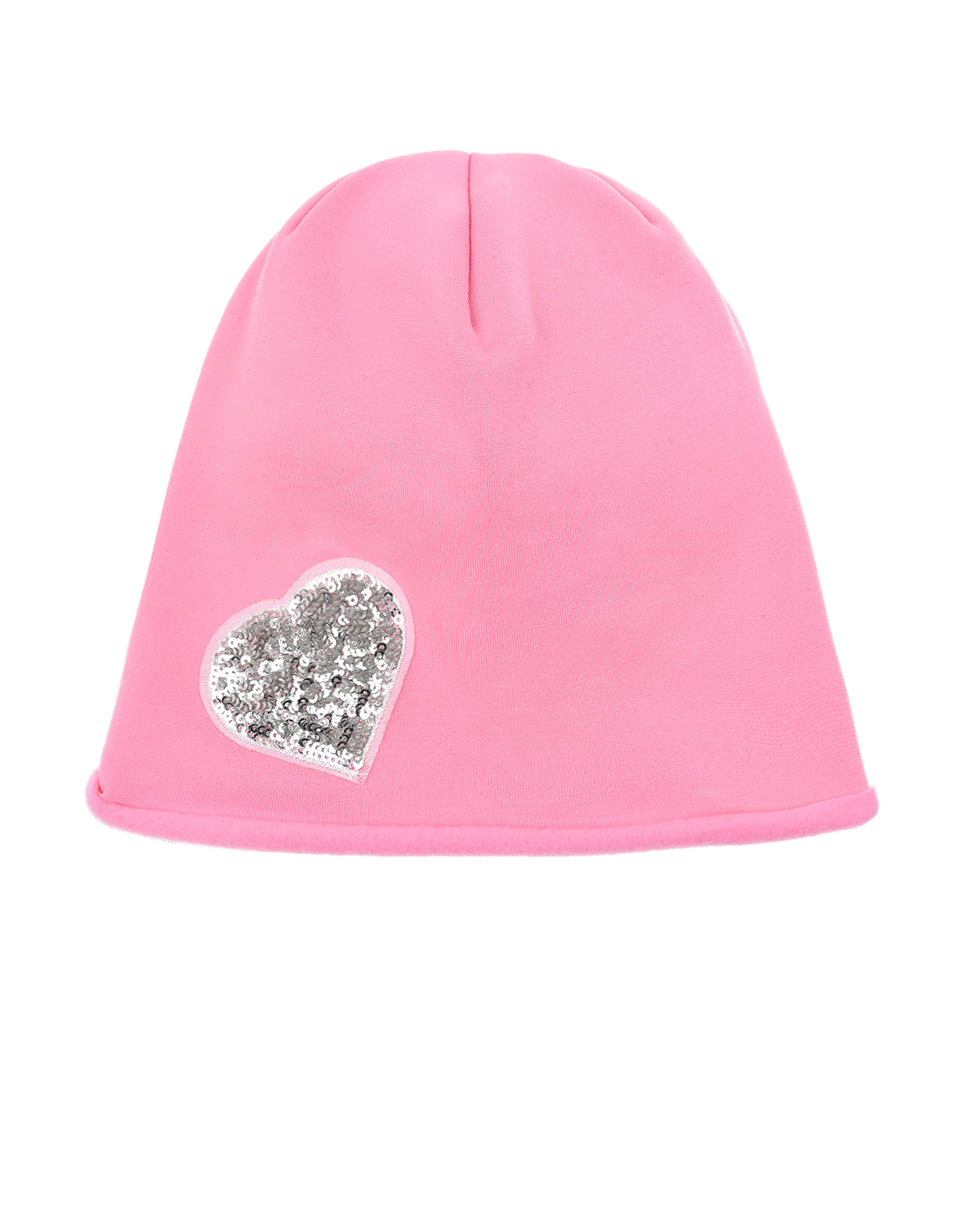 Розовая шапка с сердечком из пайеток Catya детская - фото 1