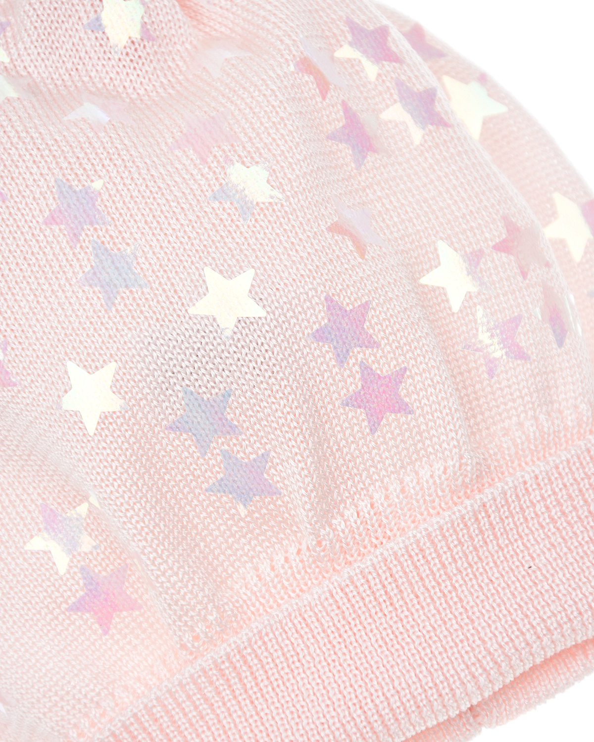 Розовая шапка из хлопка с перламутровыми звездами Catya детская - фото 3