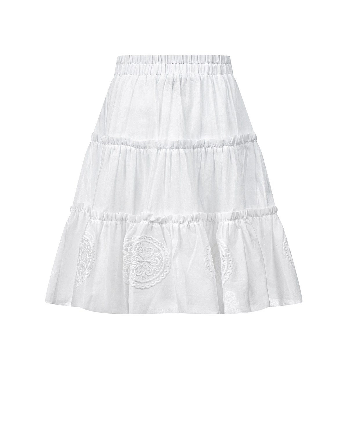 Белая юбка-полусолнце с кружевной отделкой Charo Ruiz детская - фото 2