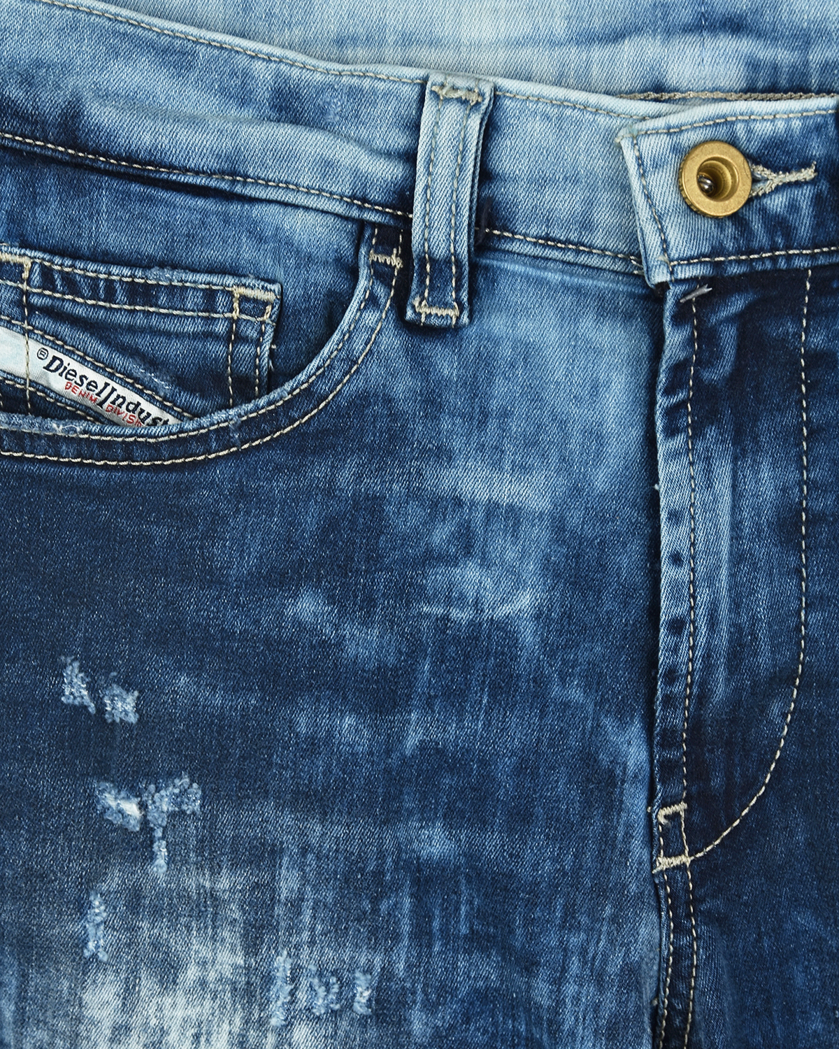 Выбеленные джинсы с разрезами Diesel детские - фото 3