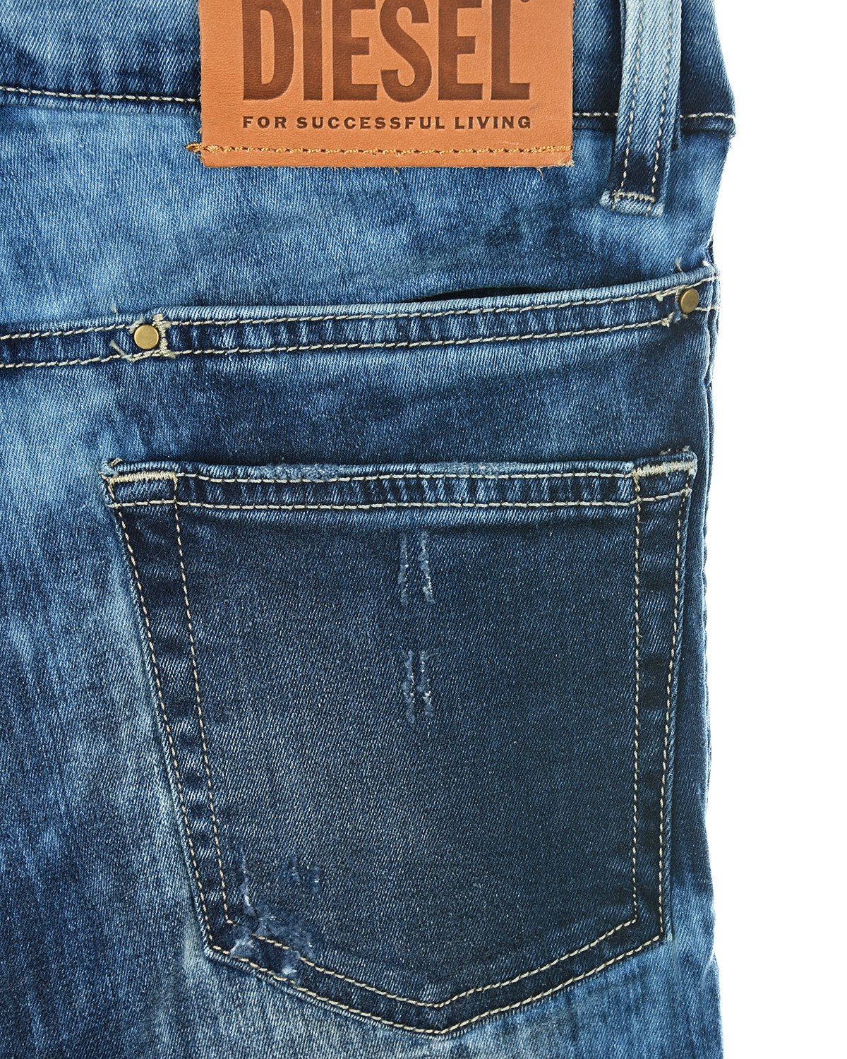 Выбеленные джинсы с разрезами Diesel детские - фото 4