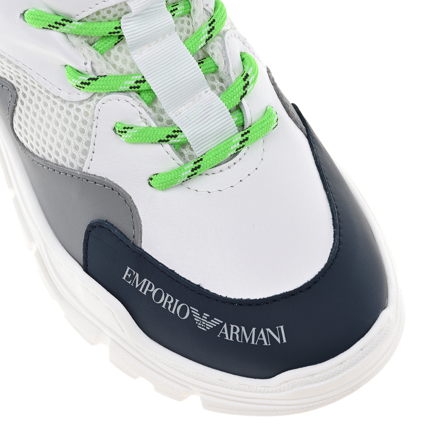 Белые кроссовки с цветными вставками Emporio Armani детские, размер 40 - фото 6