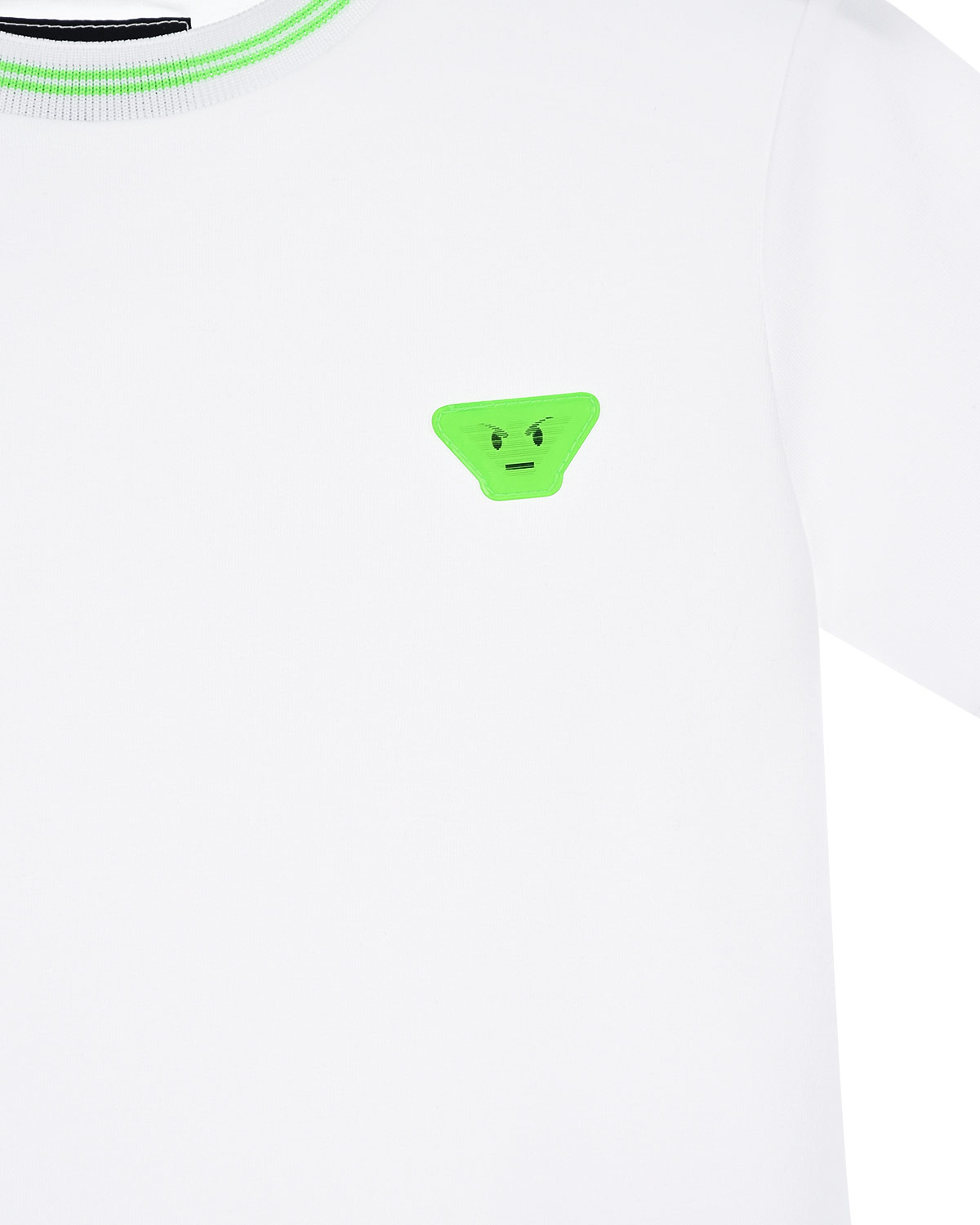Белая футболка с зеленой отделкой Emporio Armani детская, размер 104, цвет белый - фото 3