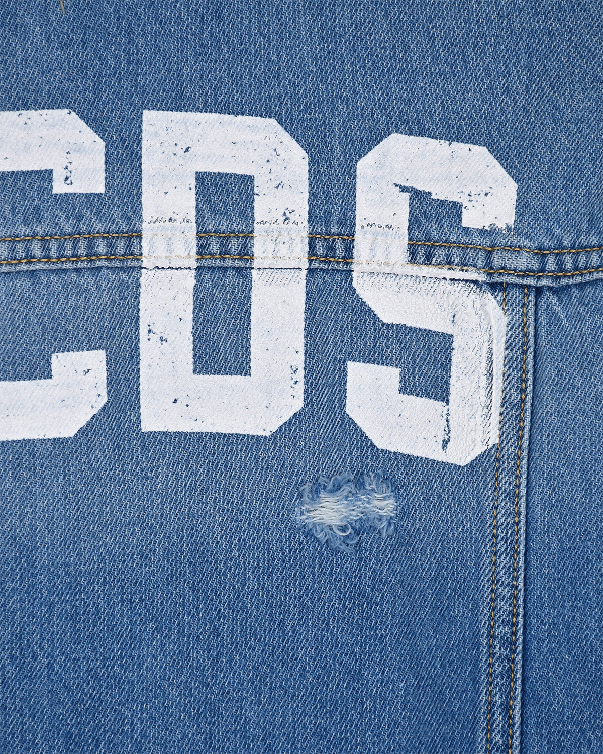 Джинсовая куртка из хлопка с логотипом на спинке GCDS детская, размер 140, цвет голубой - фото 3