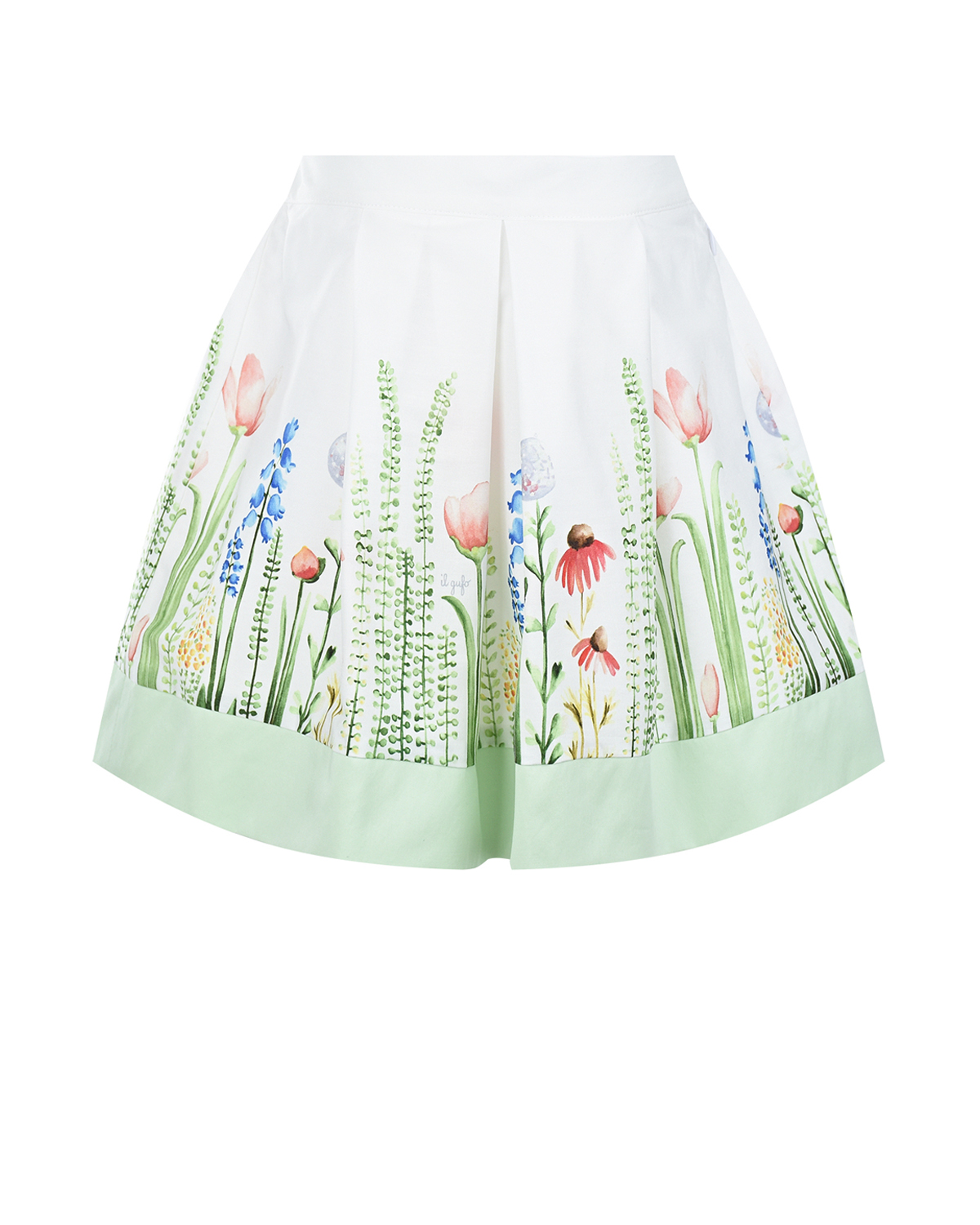 Белая юбка с цветочным принтом IL Gufo детская, размер 104 - фото 2