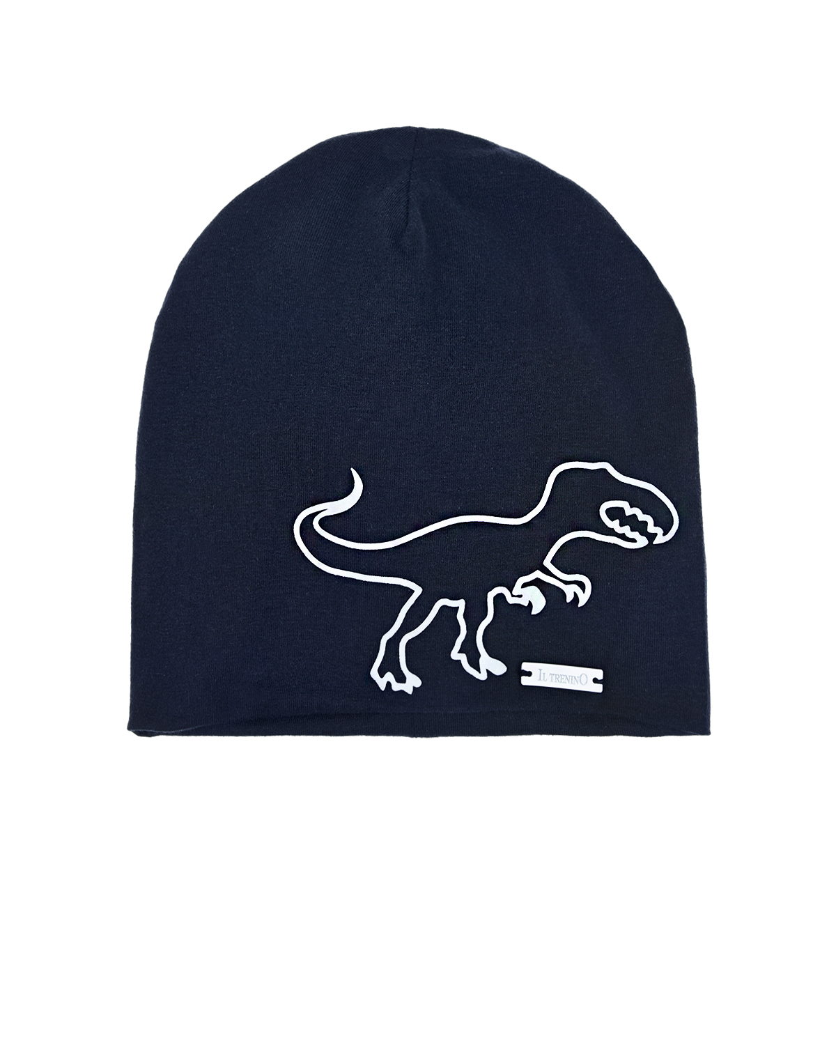 Темно-синяя шапка с принтом "динозавр" Il Trenino детское, размер 48/50, цвет нет цвета - фото 1