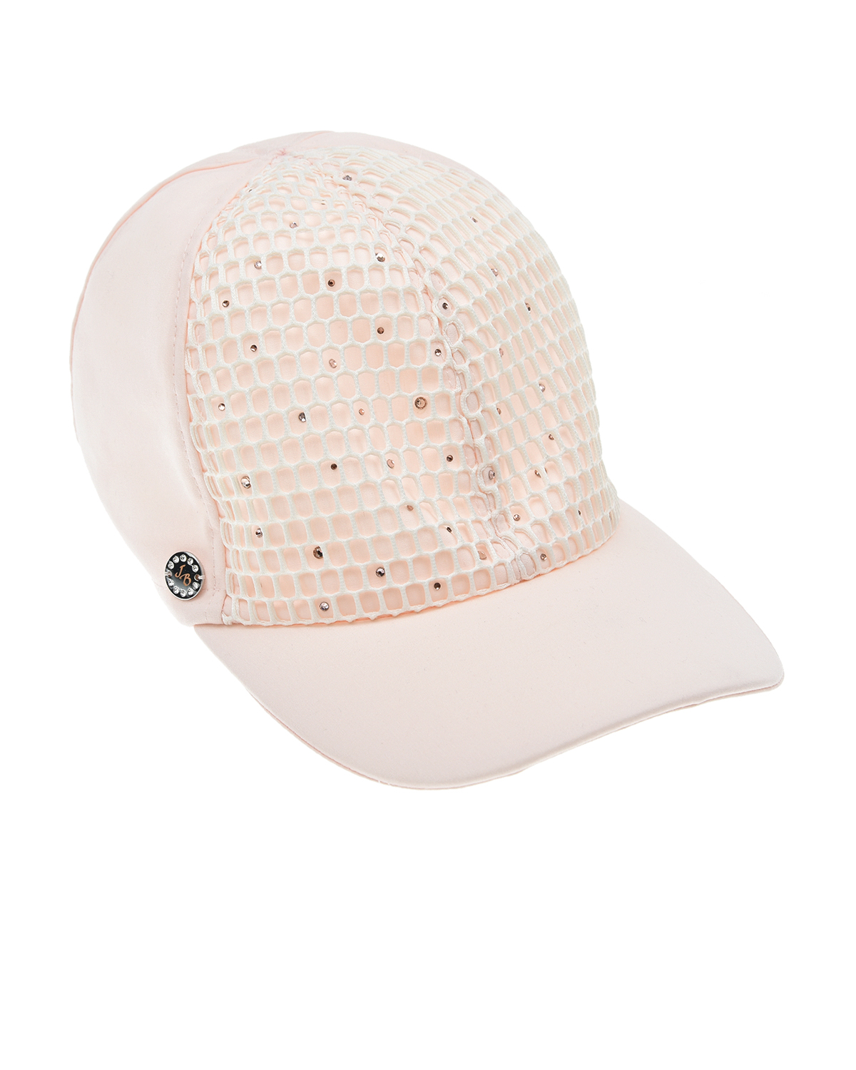 Розовая кепка с сеткой и стразами Joli Bebe детская, размер 54, цвет белый