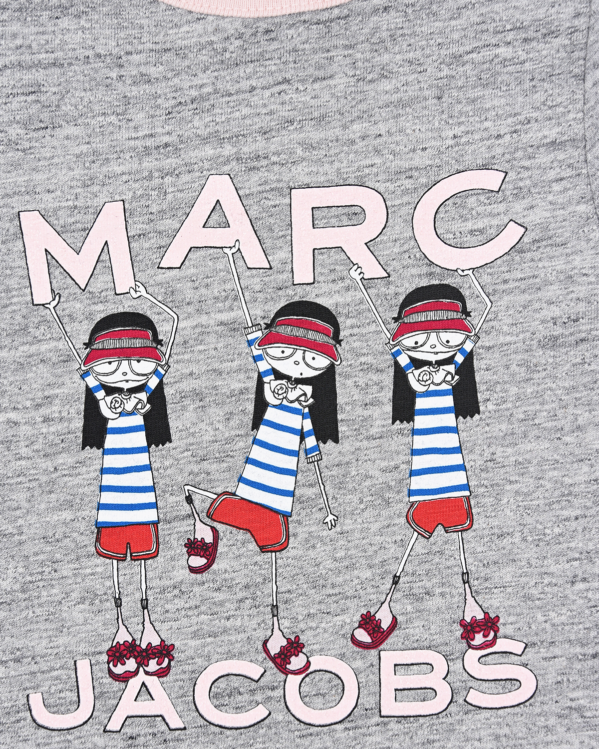 Серое платье-футболка с принтом "девочки" Little Marc Jacobs детское - фото 3
