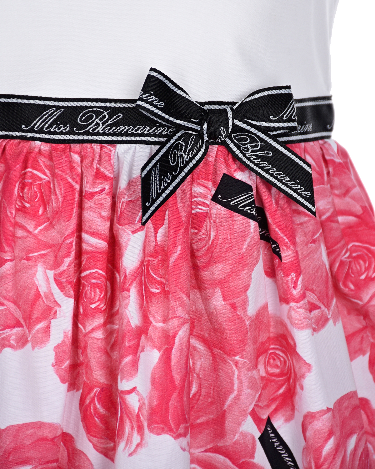 Платье с принтом "розы" Miss Blumarine детское, размер 98, цвет белый - фото 3