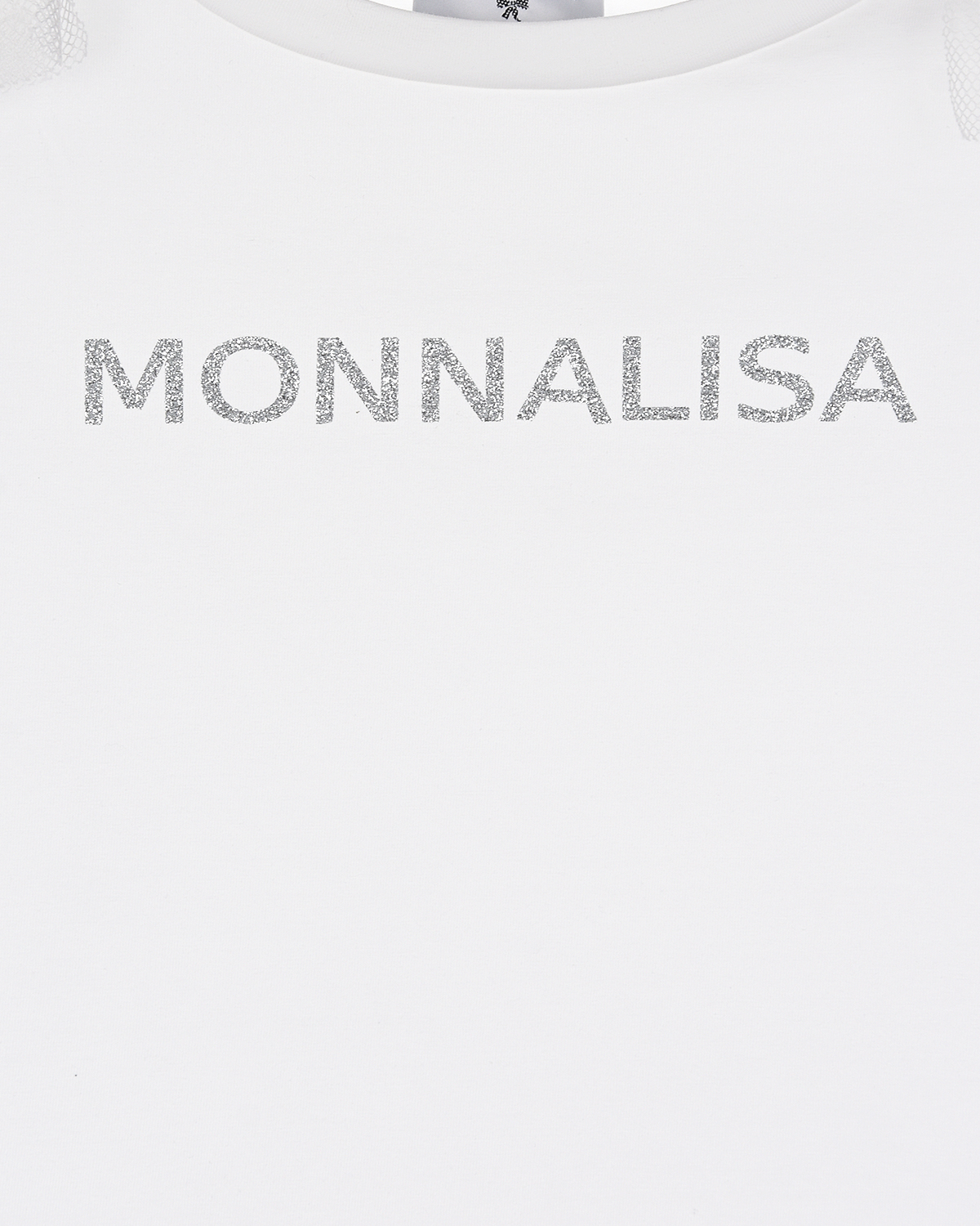 Белая укороченная футболка с оборками на рукавах Monnalisa детская, размер 128, цвет белый - фото 4
